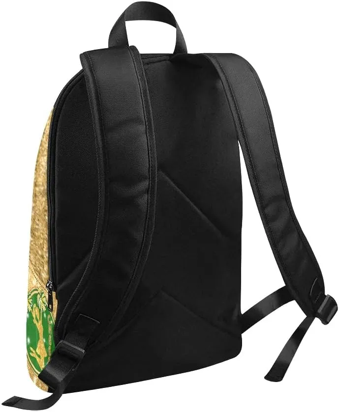 Personalized Girl Cheer Green Gold Print Backpack with Name Custom Travel Daypack Bag for Man Woman Gifts
