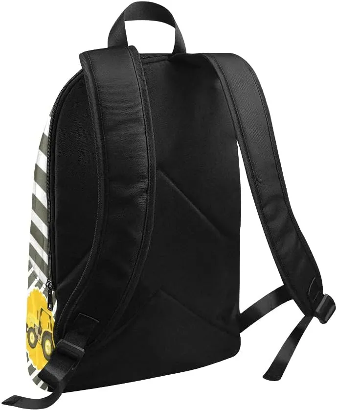 Personalized Yellow Tractor Stripes Backpack with Name Custom Travel Daypack Bag for Man Woman Gifts
