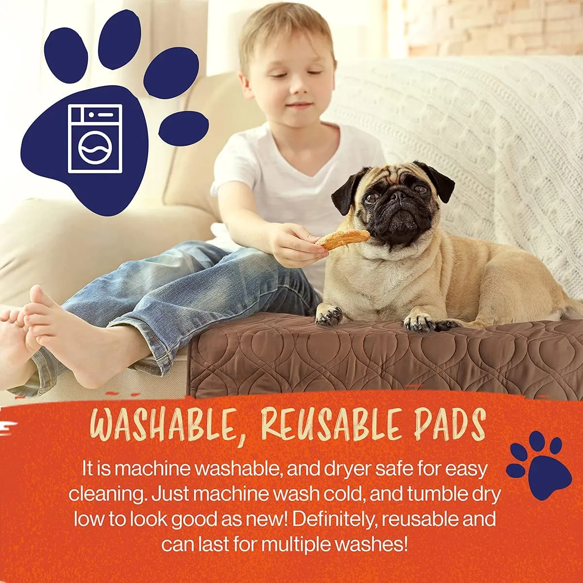PETMAKER Waterproof Pet Mat - 36x28 Partial Couch Covers for Dogs, Cats, or Kids - Quilted Non-Slip Furniture Protector Pad (Brown)