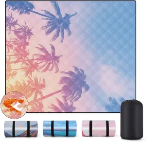 Picnic Blankets Beach Blanket 60"x80" Waterproof Sandproof Extra Large Outdoor Mat for Grass Camping Essentials Travel Accessories Vacation Gear Must Haves Gifts for Women Couple Family
