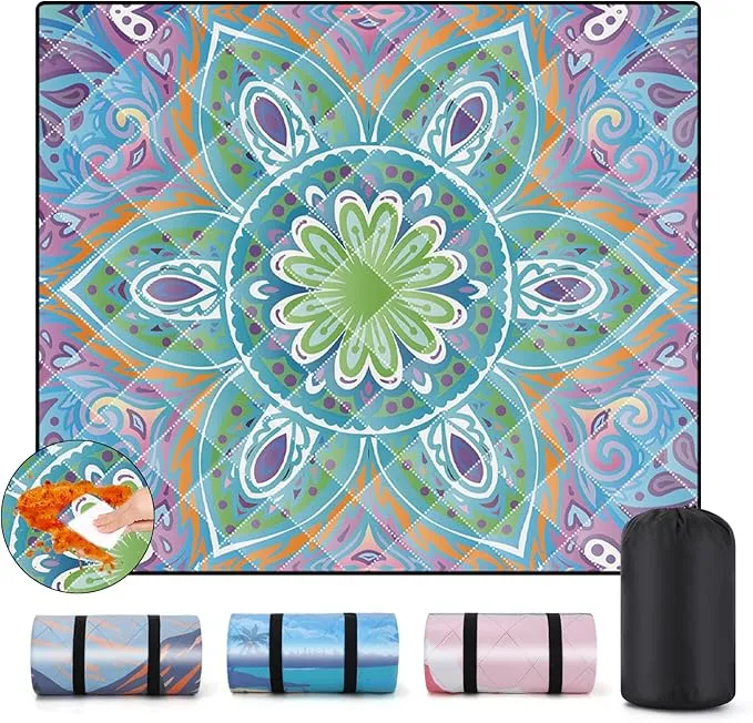 Picnic Blankets Outdoor Waterproof Sand Free 60"x80" Extra Large Beach Blanket Camping Essentials Vacation Accessories for Adults Camper Gear Must Haves Stuff Gifts Supplies for Women Couple
