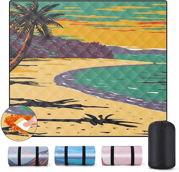 Picnic Blankets Outdoor Waterproof Sand Free 60"x80" Extra Large Beach Blanket Camping Essentials Vacation Accessories for Adults Camper Gear Must Haves Stuff Gifts Supplies for Women Couple