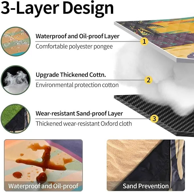 Picnic Blankets Outdoor Waterproof Sand Free 60"x80" Extra Large Beach Blanket Camping Essentials Vacation Accessories for Adults Camper Gear Must Haves Stuff Gifts Supplies for Women Couple