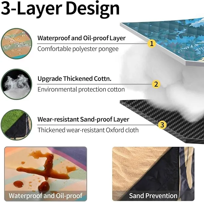Picnic Blankets Outdoor Waterproof Sand Free 60"x80" Extra Large Beach Blanket Camping Essentials Vacation Accessories for Adults Camper Gear Must Haves Stuff Gifts Supplies for Women Couple
