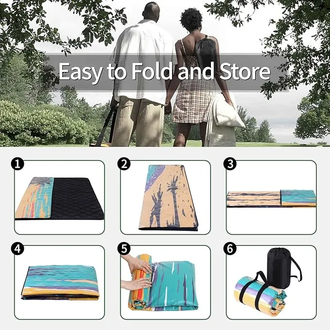 Picnic Blankets Outdoor Waterproof Sand Free 60"x80" Extra Large Beach Blanket Camping Essentials Vacation Accessories for Adults Camper Gear Must Haves Stuff Gifts Supplies for Women Couple