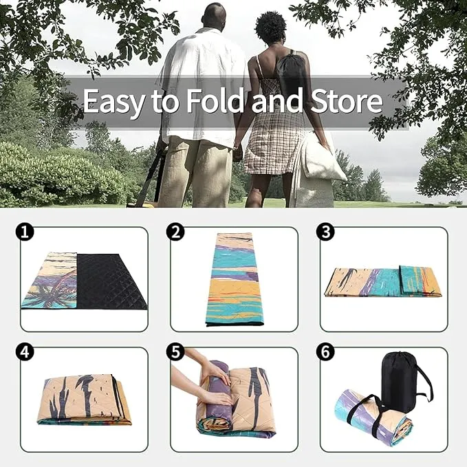 Picnic Blankets Outdoor Waterproof Sand Free 60"x80" Extra Large Beach Blanket Camping Essentials Vacation Accessories for Adults Camper Gear Must Haves Stuff Gifts Supplies for Women Couple