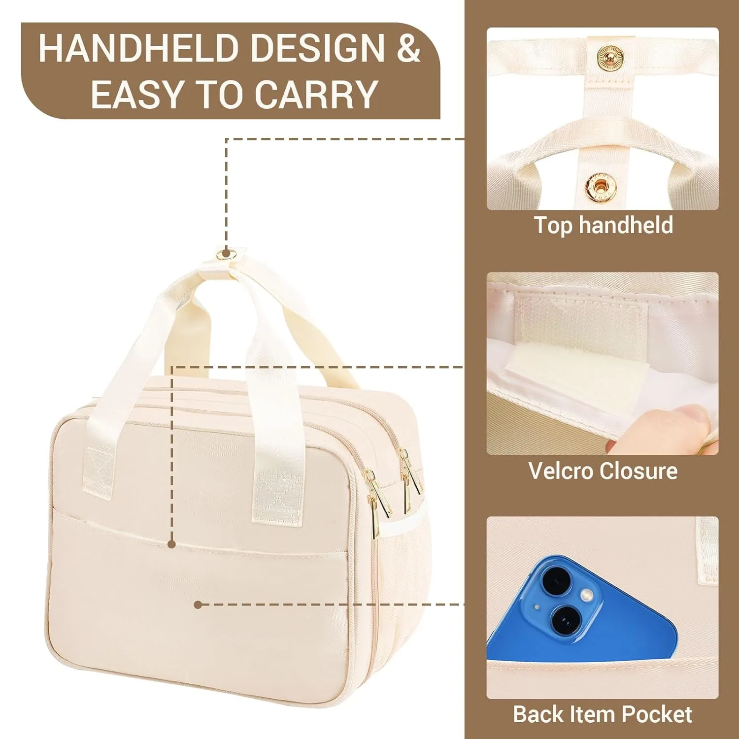 PIIOSER Breastmilk Cooler Bag with Ice Pack, Compatible with Wearable Breast Pumps & Accessories - Portable Pumps Carrying Case for Nursing & Working Moms, Cream