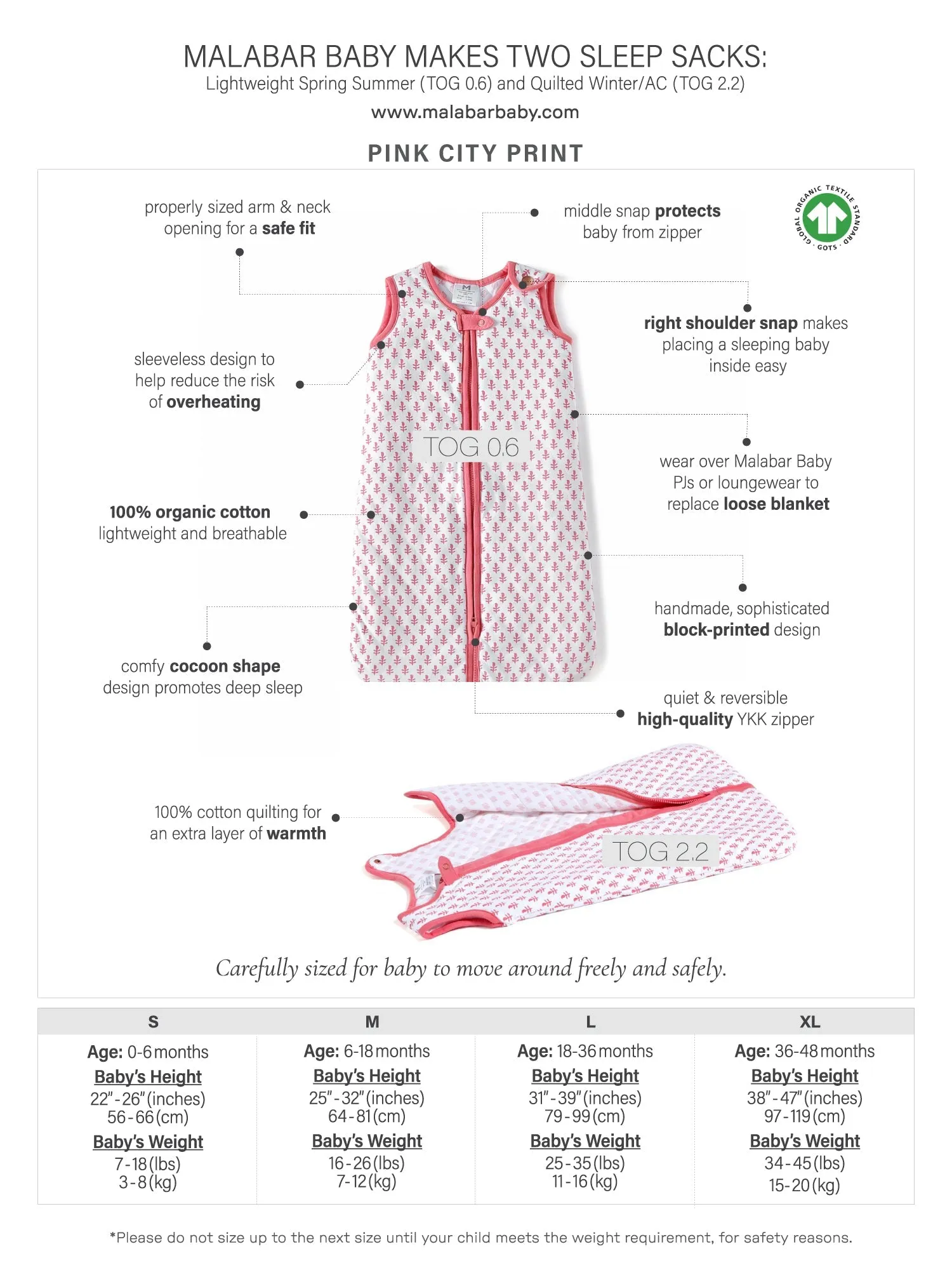 Pink City Wearable Baby Sleep Bag (Lightweight)