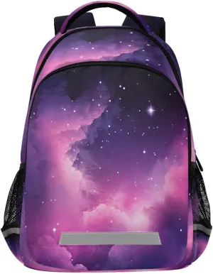 Pink Nebula Stars Design Waterproof Backpack - Casual Outdoor Sports Daypack with Ergonomic Shoulder Straps#816