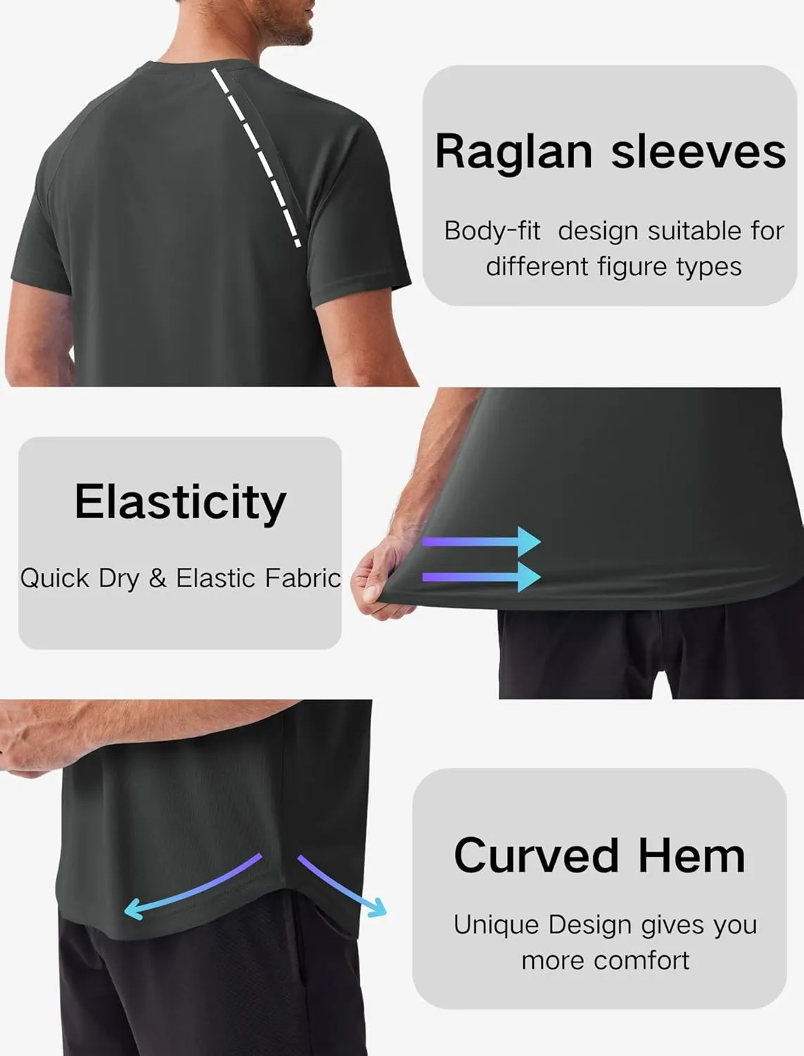 PINSPARK Mens 2 Pack UPF50  Sun Protection Swim Surf Short Sleeve Athletic Shirts Rash Guard Quick Dry Performance Shirts