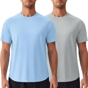 PINSPARK Mens 2 Pack UPF50  Sun Protection Swim Surf Short Sleeve Athletic Shirts Rash Guard Quick Dry Performance Shirts