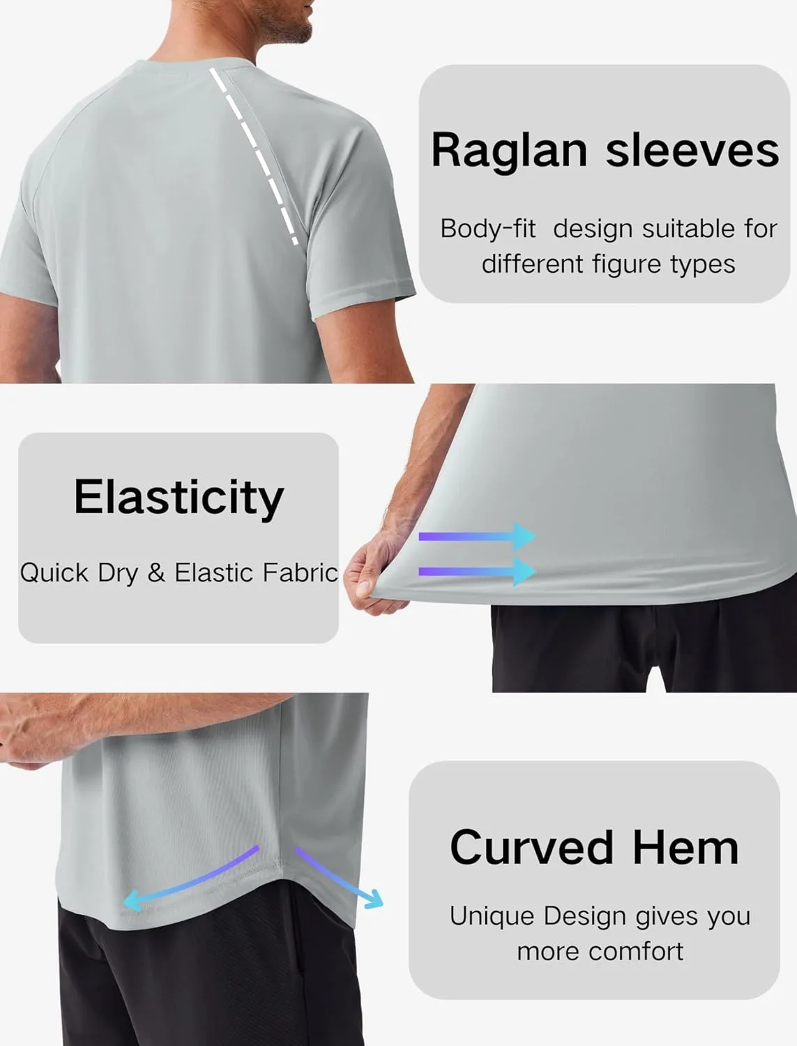 PINSPARK Mens 2 Pack UPF50  Sun Protection Swim Surf Short Sleeve Athletic Shirts Rash Guard Quick Dry Performance Shirts