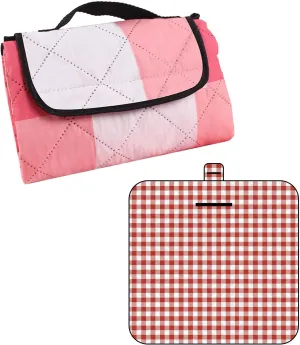 Plaid-Pattern Picnics Mat Pad 3-Layers Picnics Blanket Outdoor Camping Beachs Blanket & Sandproof