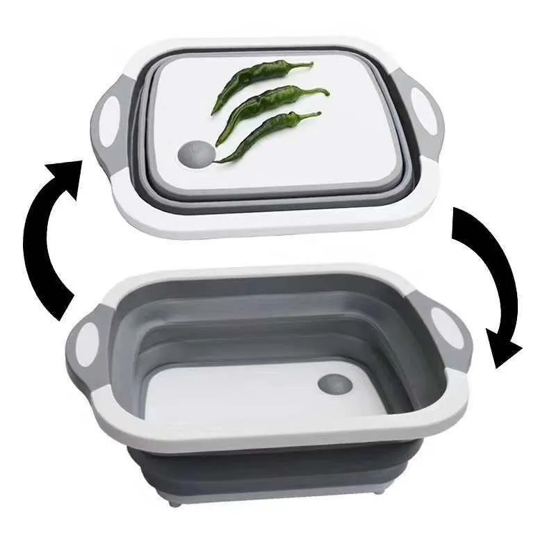 Plastic Baske Fruit Highly functional Basin Foot Foldable Washing Vegetable Basin Outdoor Camp Bucket Travel Portable and Washbasin Household High-end Sink