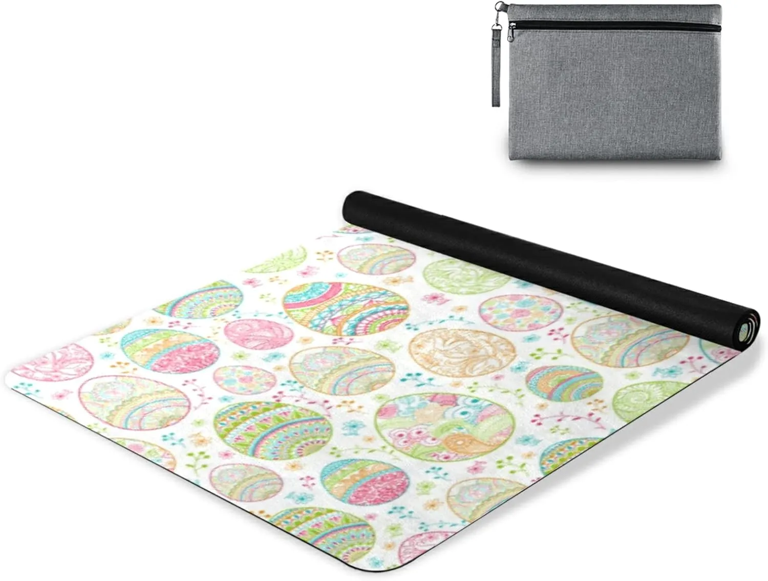 Poeticcity 1 mm Thick Non-Slip Rubber Yoga Mat, Durable Folding Workout Mat, Fitness Safe Mat with Bag for Pilates and Floor Exercises