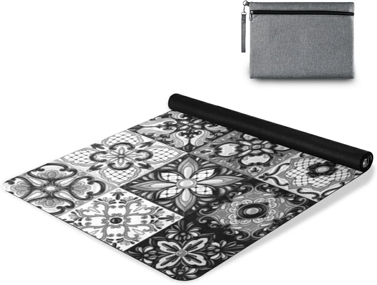 Poeticcity 1 mm Thick Non-Slip Rubber Yoga Mat, Durable Folding Workout Mat, Fitness Safe Mat with Bag for Pilates and Floor Exercises
