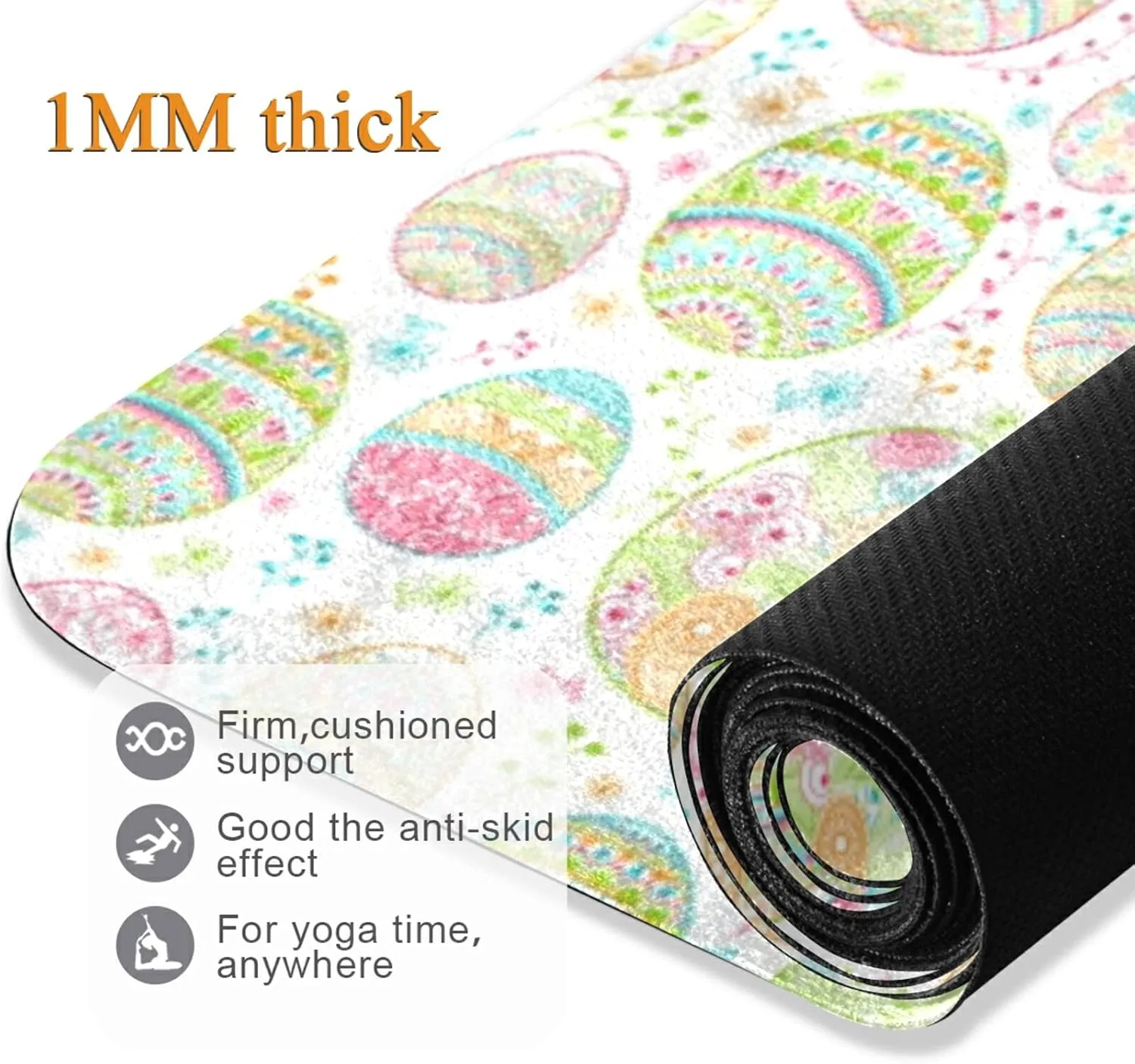Poeticcity 1 mm Thick Non-Slip Rubber Yoga Mat, Durable Folding Workout Mat, Fitness Safe Mat with Bag for Pilates and Floor Exercises