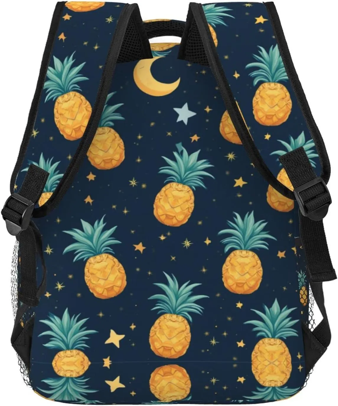 Polyester Daypack Backpack for Climbing Outdoors Running - Big Capacity Multipurpose Anti-Theft Bookbag, Starry Star Pineapple Moon Sky Blue Art Travel Hiking & Camping Rucksack