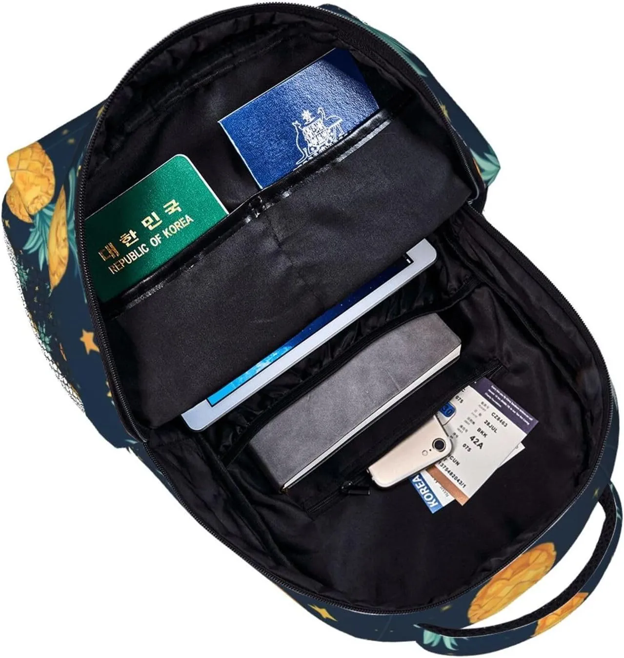 Polyester Daypack Backpack for Climbing Outdoors Running - Big Capacity Multipurpose Anti-Theft Bookbag, Starry Star Pineapple Moon Sky Blue Art Travel Hiking & Camping Rucksack