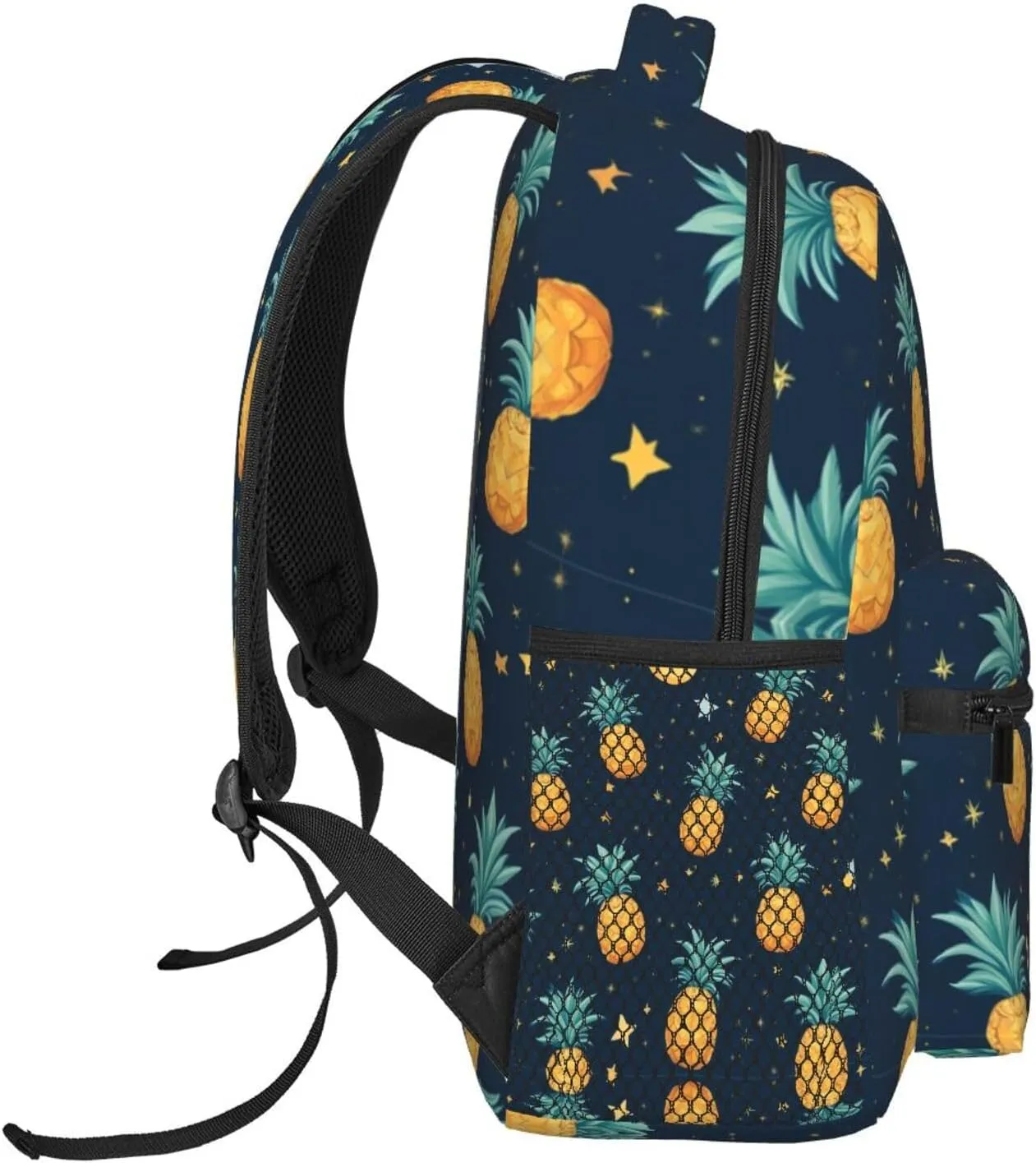 Polyester Daypack Backpack for Climbing Outdoors Running - Big Capacity Multipurpose Anti-Theft Bookbag, Starry Star Pineapple Moon Sky Blue Art Travel Hiking & Camping Rucksack