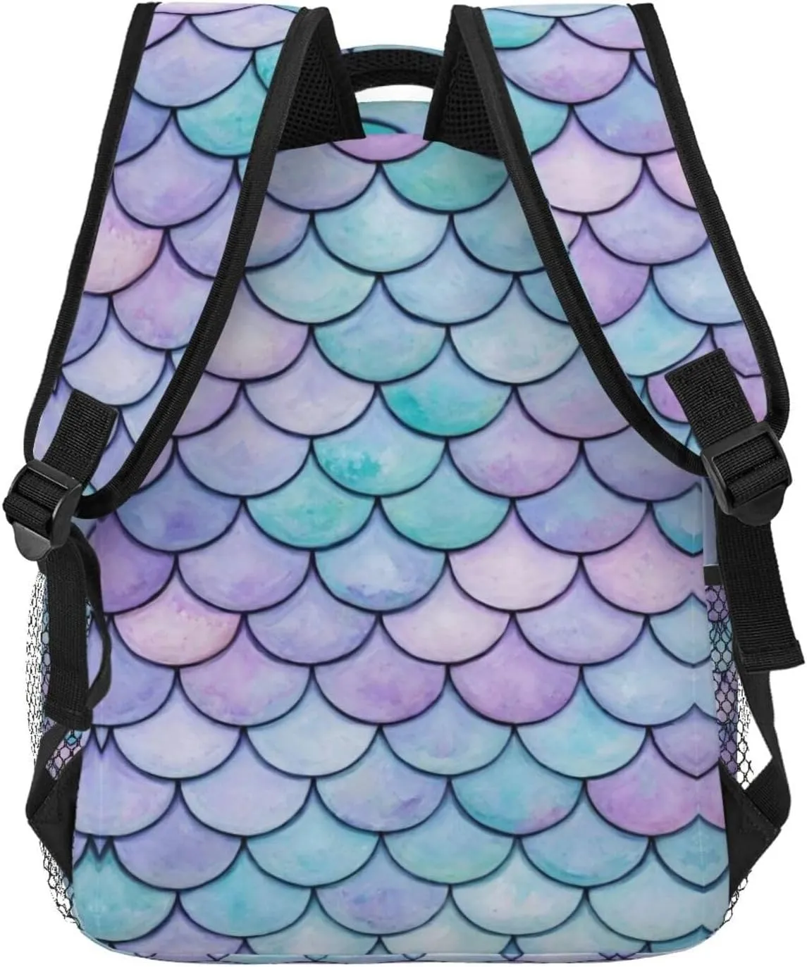 Polyester Daypack Backpack for Sports Travel Running - Big Capacity Anti-Theft Multipurpose Carry On Bag, Beautiful Sparkling Mermaid Scales Art Laptop Book Bag Rucksack