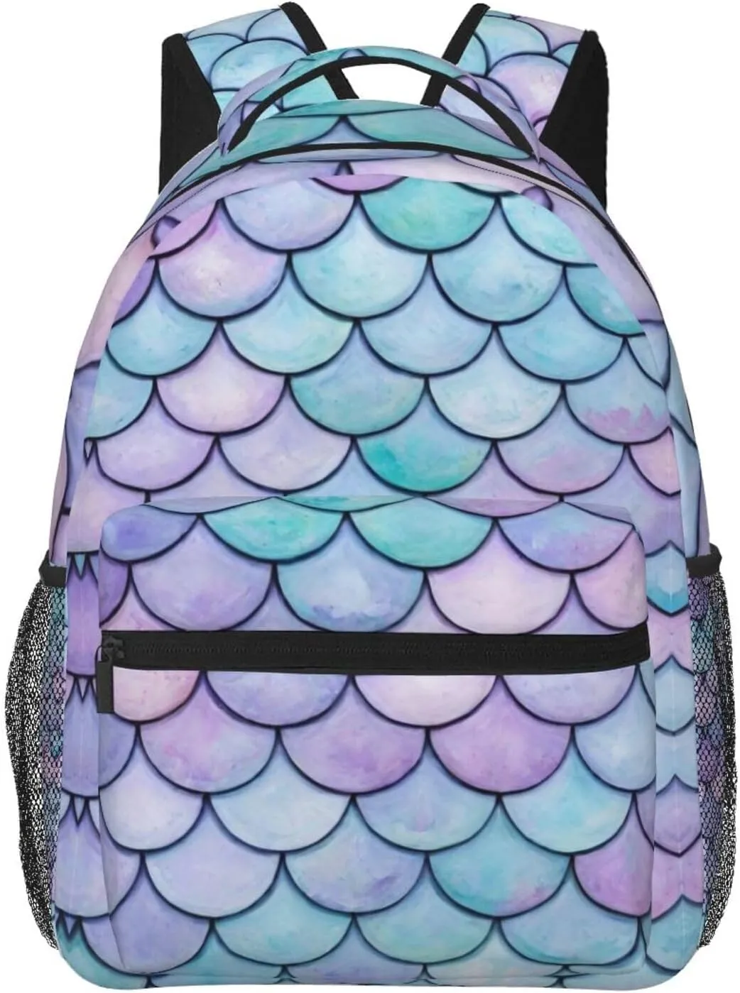 Polyester Daypack Backpack for Sports Travel Running - Big Capacity Anti-Theft Multipurpose Carry On Bag, Beautiful Sparkling Mermaid Scales Art Laptop Book Bag Rucksack
