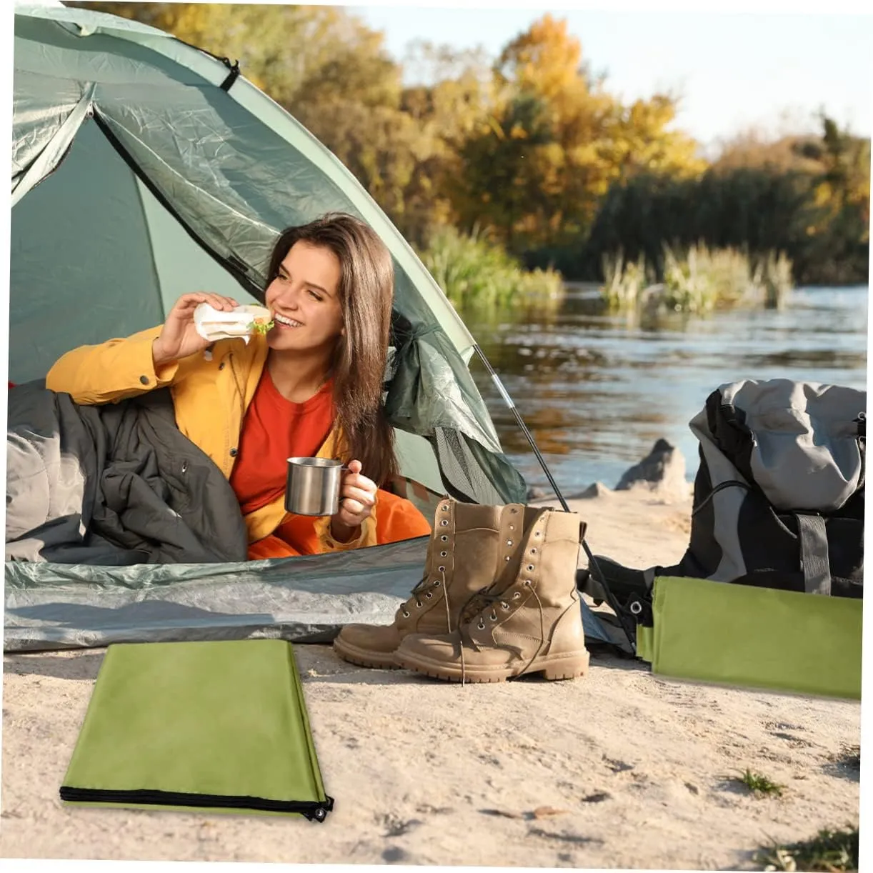 POPETPOP Camping Tent Ground Mat Oxford Cloth Waterproof Blanket Portable Outdoor Rug