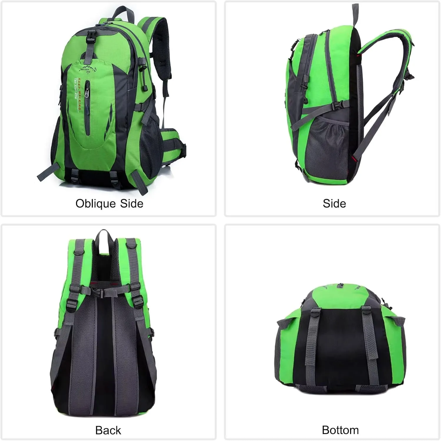 PORRASSO 40L Hiking Backpack Trekking Rucksack Waterproof Daypack Durable Backpack for Women Men Cycling Climbing Outdoor Sports Black