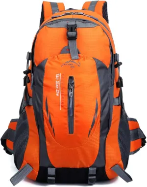 PORRASSO 40L Hiking Backpack Trekking Rucksack Waterproof Daypack Durable Backpack for Women Men Cycling Climbing Outdoor Sports Orange