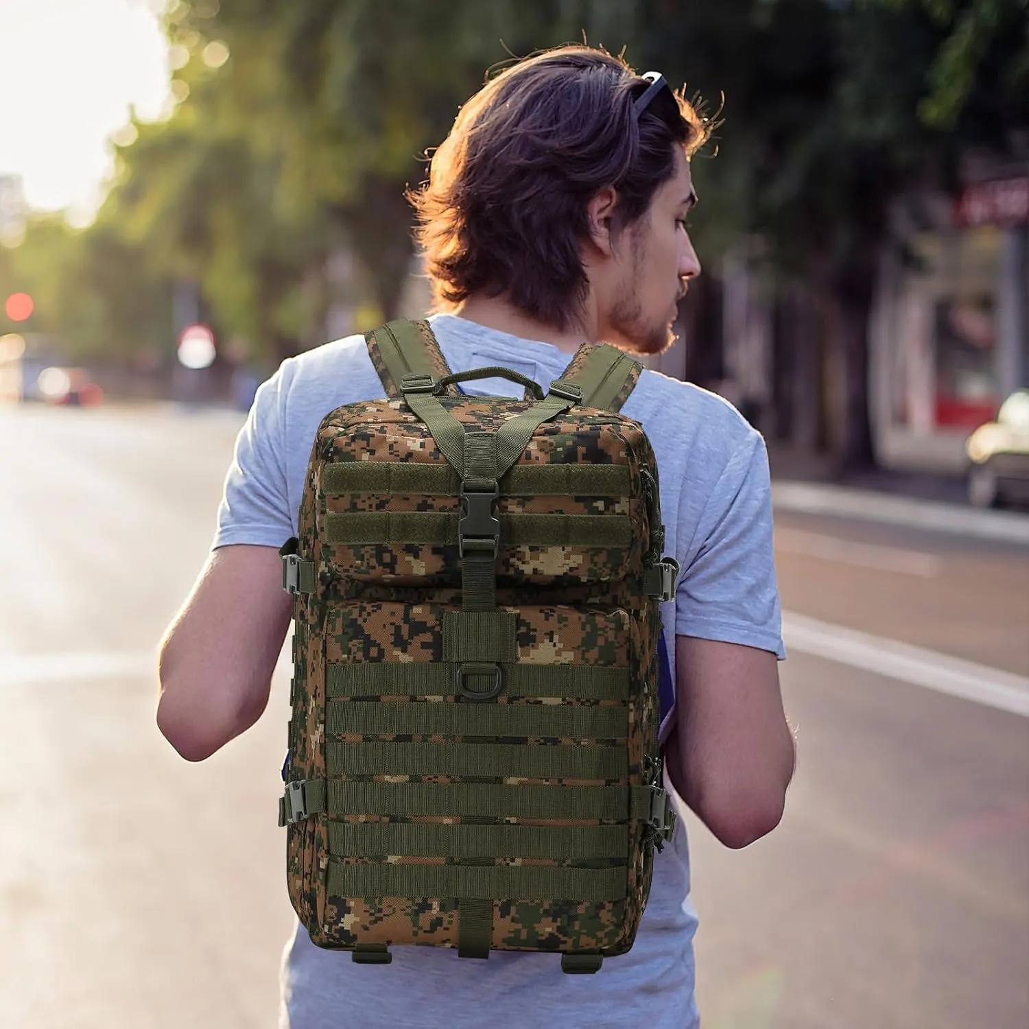 PORRASSO 45L Military Tactical Backpacks Trekking Rucksack Waterproof Outdoor Daypack 3 Day Bug Out Bag Durable Backpack for Survival Traveling Mountaining Jungle Digital