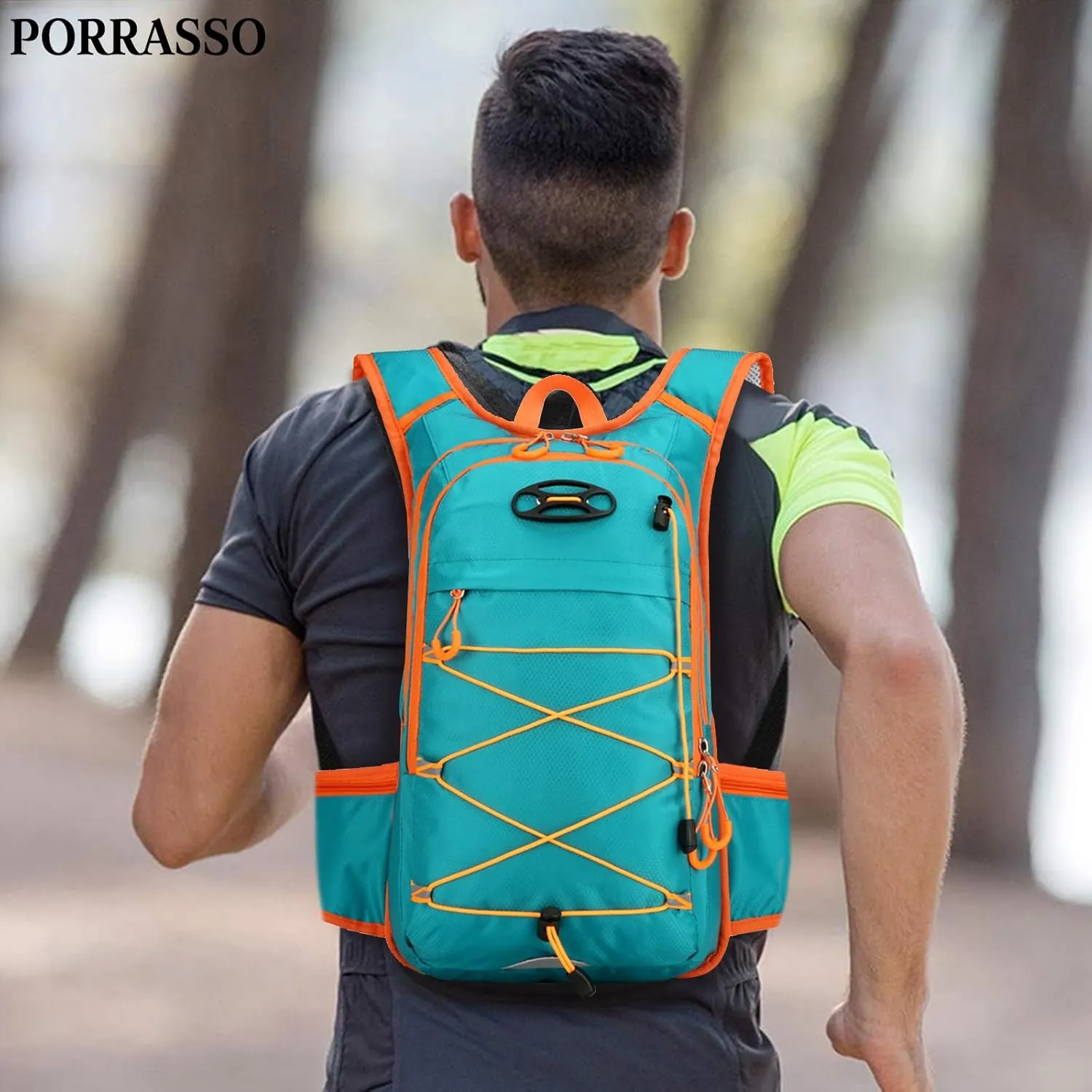 PORRASSO Hiking Backpack 18L Waterproof Daypack Rucksack Lightweight Breathable Backpack for Women Men Trekking Cycling Climbing Outdoor Sports Green