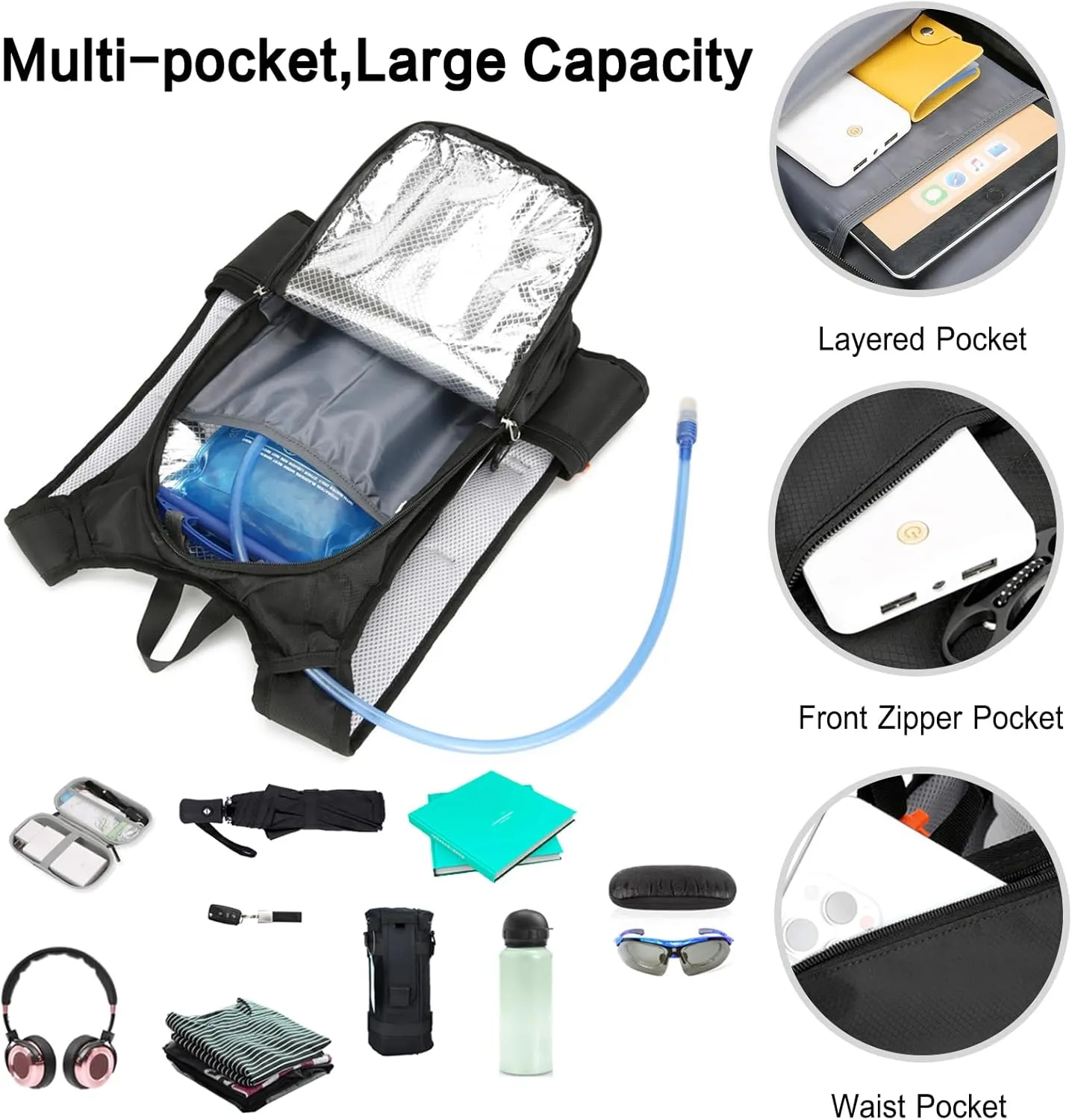 PORRASSO Hiking Backpack 18L Waterproof Daypack Rucksack Lightweight Breathable Backpack for Women Men Trekking Cycling Climbing Outdoor Sports Orange