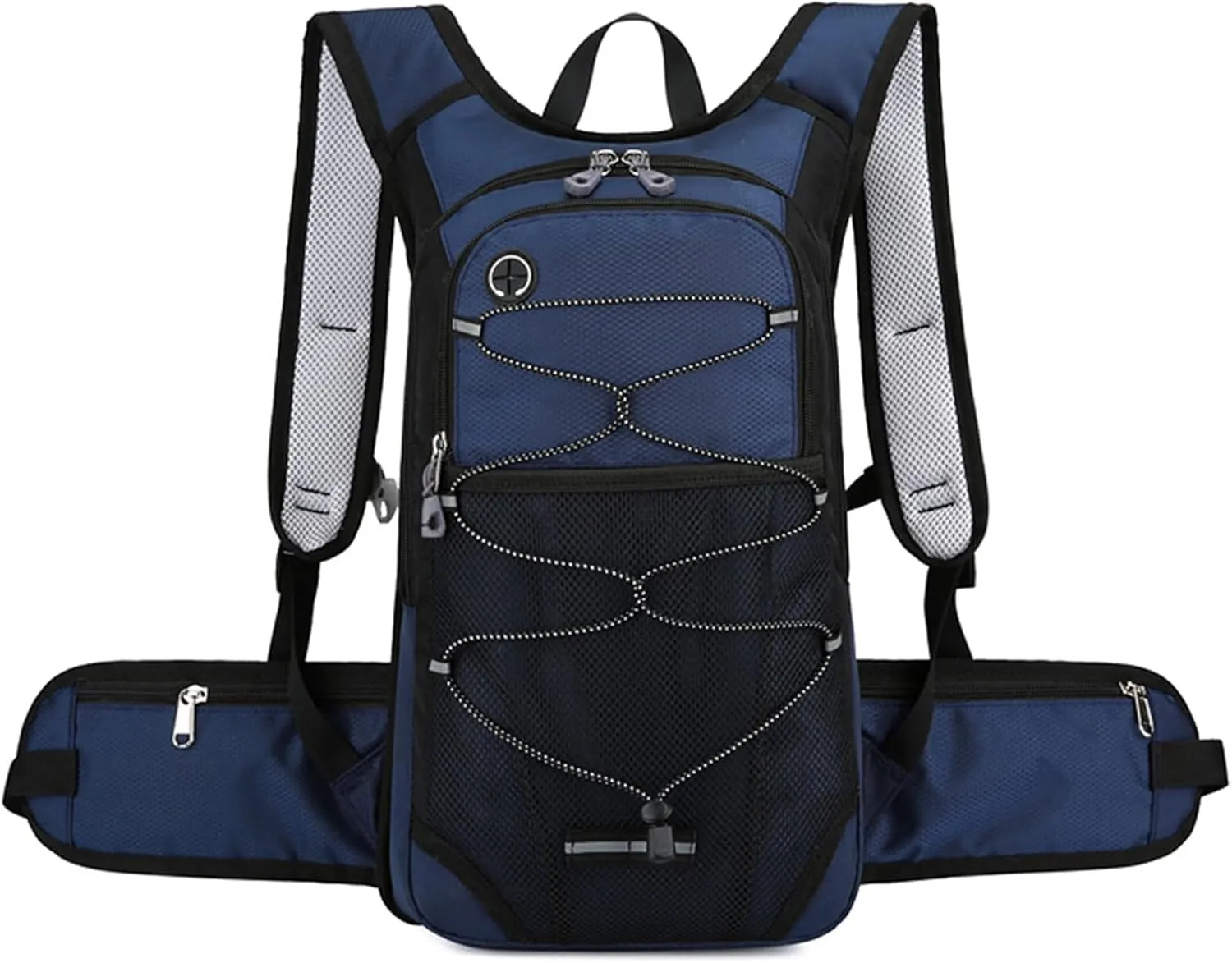 PORRASSO Hiking Backpack 19L Waterproof Daypack Rucksack with Earphone Hole Breathable Backpack for Women Men Trekking Cycling Climbing Outdoor Sports Dark Blue