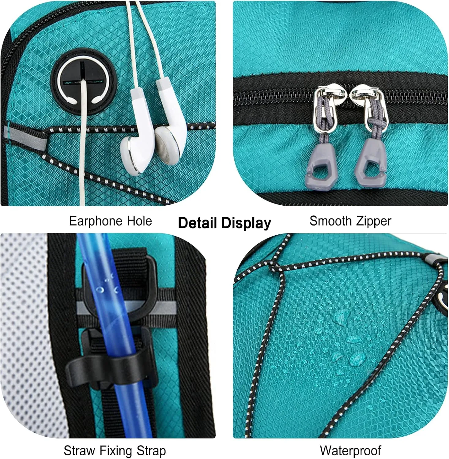 PORRASSO Hiking Backpack 19L Waterproof Daypack Rucksack with Earphone Hole Breathable Backpack for Women Men Trekking Cycling Climbing Outdoor Sports Dark Blue