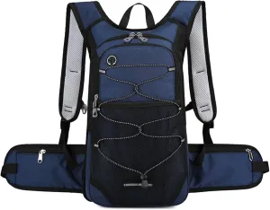 PORRASSO Hiking Backpack 19L Waterproof Daypack Rucksack with Earphone Hole Breathable Backpack for Women Men Trekking Cycling Climbing Outdoor Sports Dark Blue