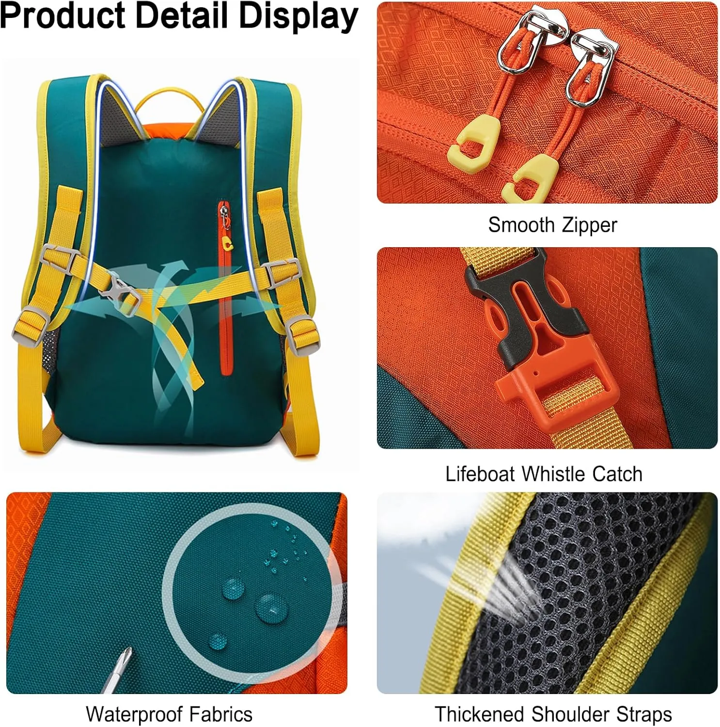 PORRASSO Hiking Backpack Daypack 15L Rucksack Lightweight Waterproof Backpack for Women Men Trekking Cycling Climbing Outdoor Sports Light Blue