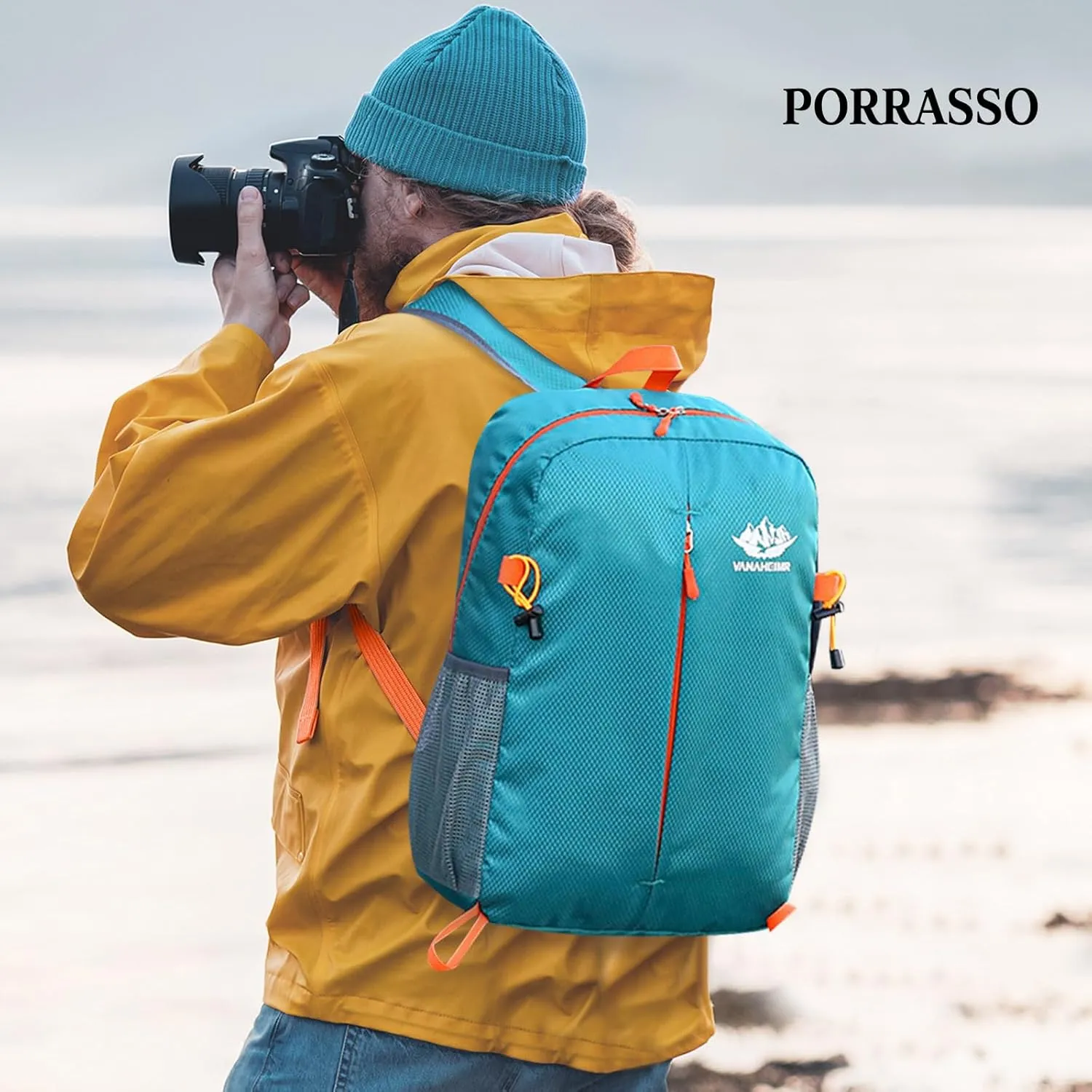 PORRASSO Hiking Backpack Foldable Daypack 20L Rucksack Lightweight Waterproof Backpack for Women Men Camping Trekking Cycling Climbing Outdoor Sports Blue A