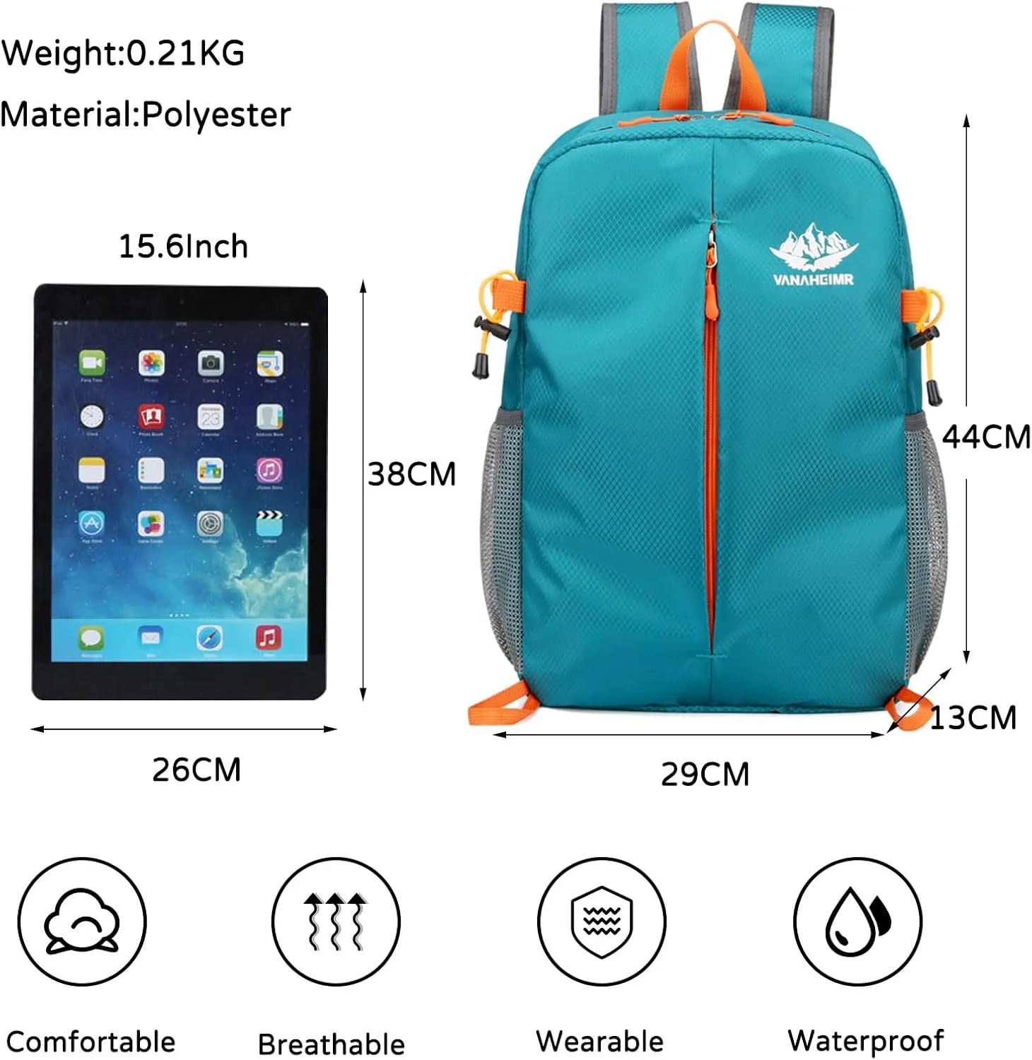 PORRASSO Hiking Backpack Foldable Daypack 20L Rucksack Lightweight Waterproof Backpack for Women Men Camping Trekking Cycling Climbing Outdoor Sports Blue A