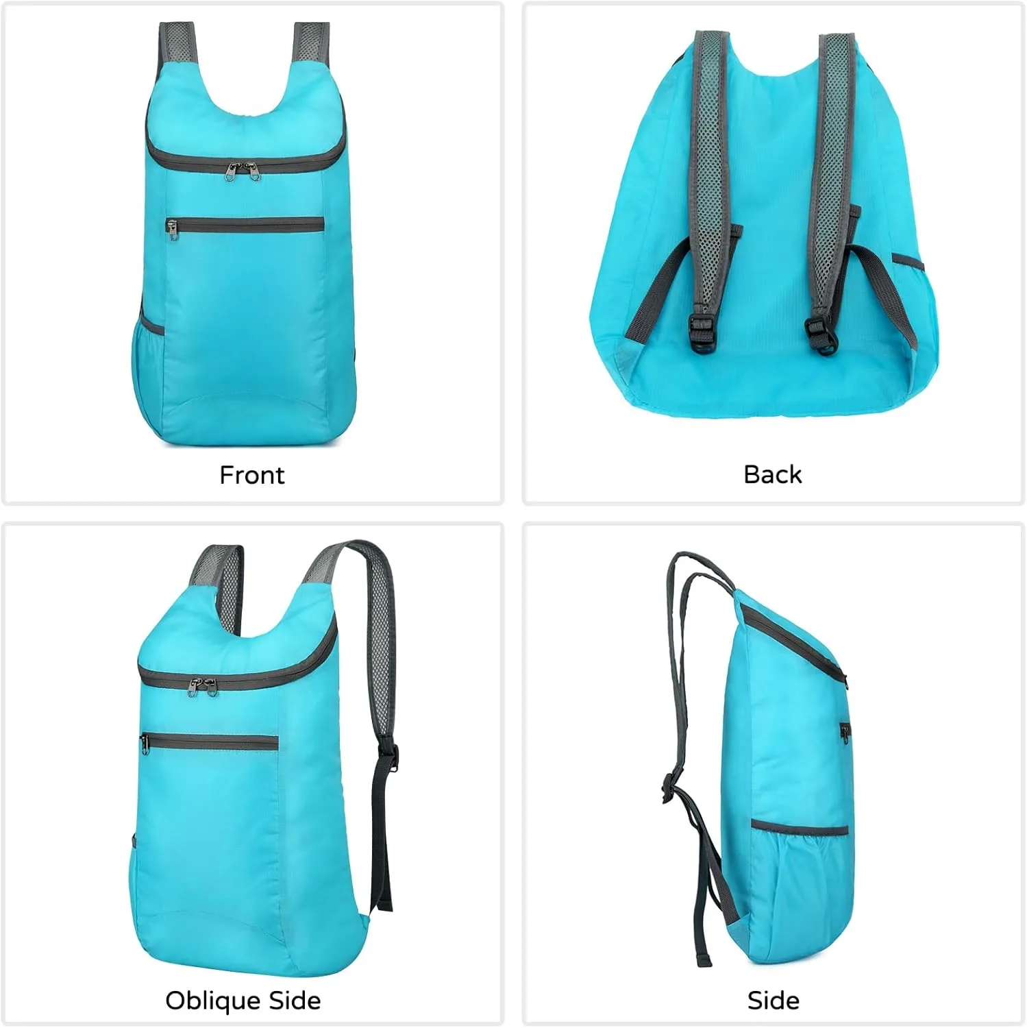 PORRASSO Hiking Backpack Lightweight Waterproof Daypack Foldable Rucksack Backpack for Women Men Camping Trekking Cycling Climbing Outdoor Sports Black A