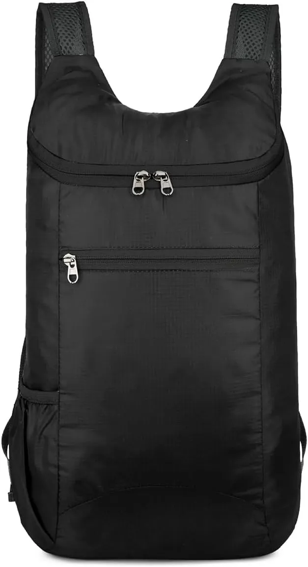 PORRASSO Hiking Backpack Lightweight Waterproof Daypack Foldable Rucksack Backpack for Women Men Camping Trekking Cycling Climbing Outdoor Sports Black A