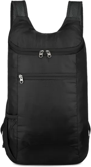 PORRASSO Hiking Backpack Lightweight Waterproof Daypack Foldable Rucksack Backpack for Women Men Camping Trekking Cycling Climbing Outdoor Sports Black A
