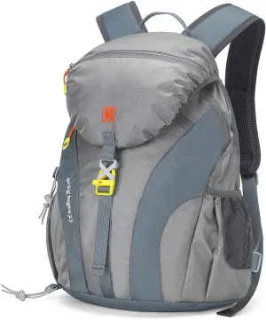 PORRASSO Hiking Backpack Waterproof Daypack 25L Rucksack Lightweight Backpack for Women Men Trekking Cycling Climbing Outdoor Sports Grey