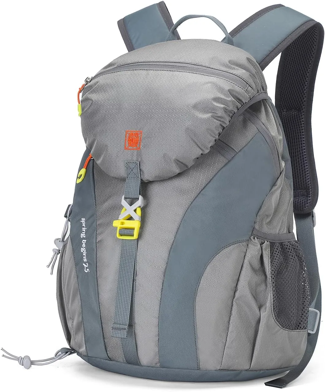 PORRASSO Hiking Backpack Waterproof Daypack 25L Rucksack Lightweight Backpack for Women Men Trekking Cycling Climbing Outdoor Sports Grey