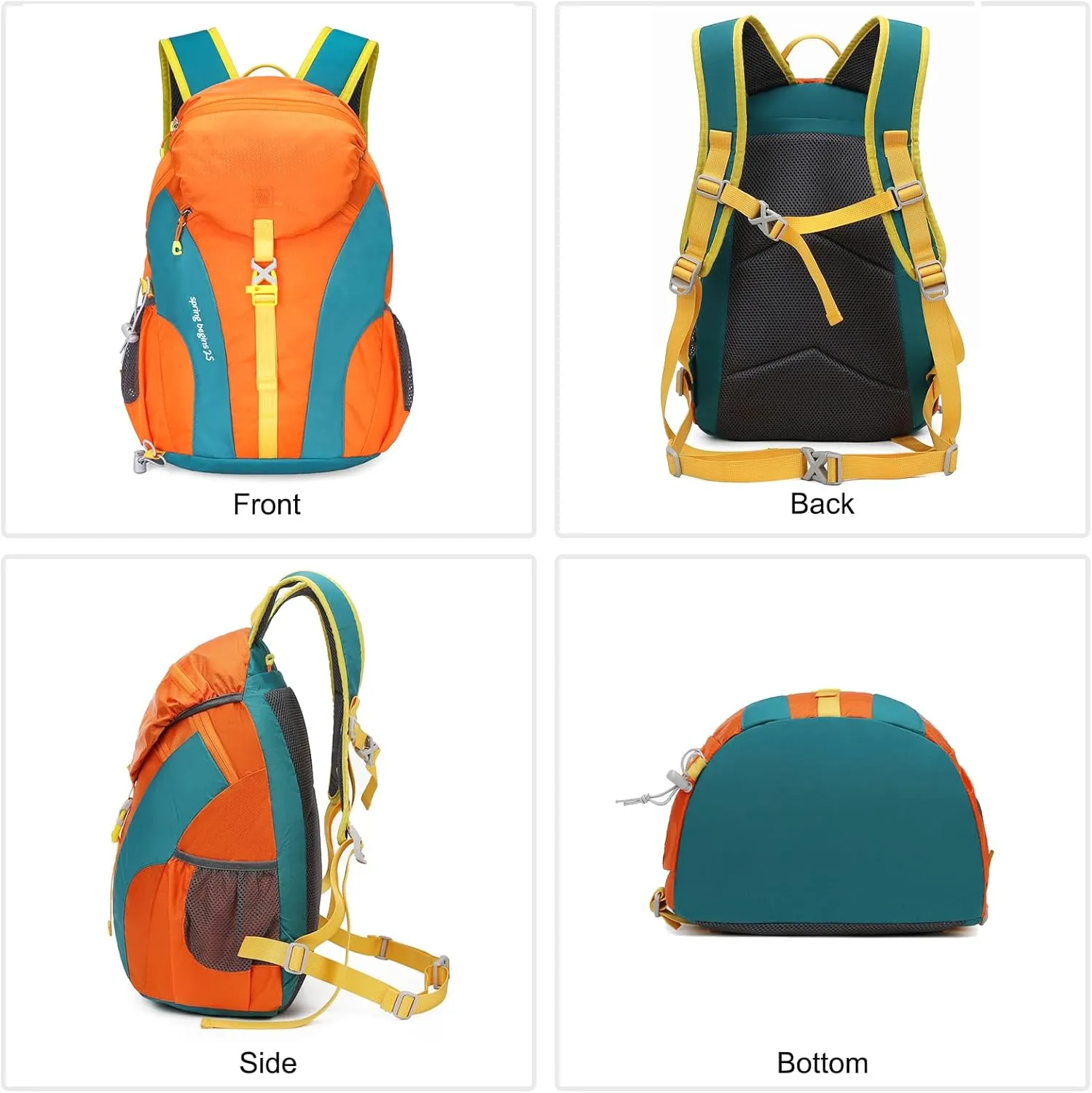 PORRASSO Hiking Backpack Waterproof Daypack 25L Rucksack Lightweight Backpack for Women Men Trekking Cycling Climbing Outdoor Sports Grey