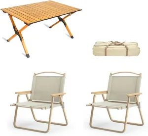 Portable Aluminum Picnic Table Set of 3 for Camping and Outdoor Activities Lightweight and Foldable with Backpack Ideal for Indoor and Outdoor Use