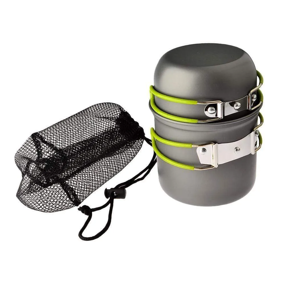 Portable Burner, Pot, and Pan Set for Camping and Traveling