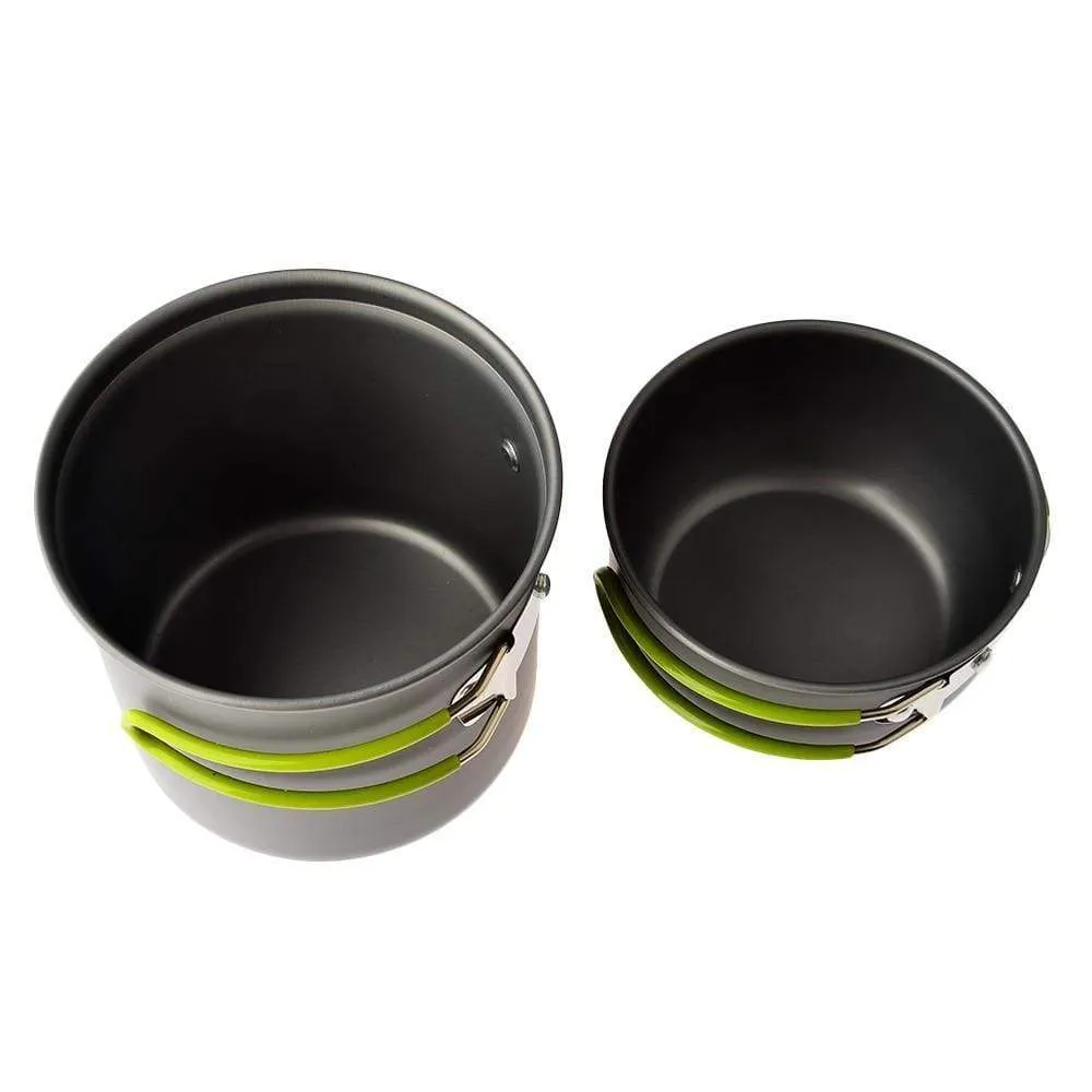 Portable Burner, Pot, and Pan Set for Camping and Traveling