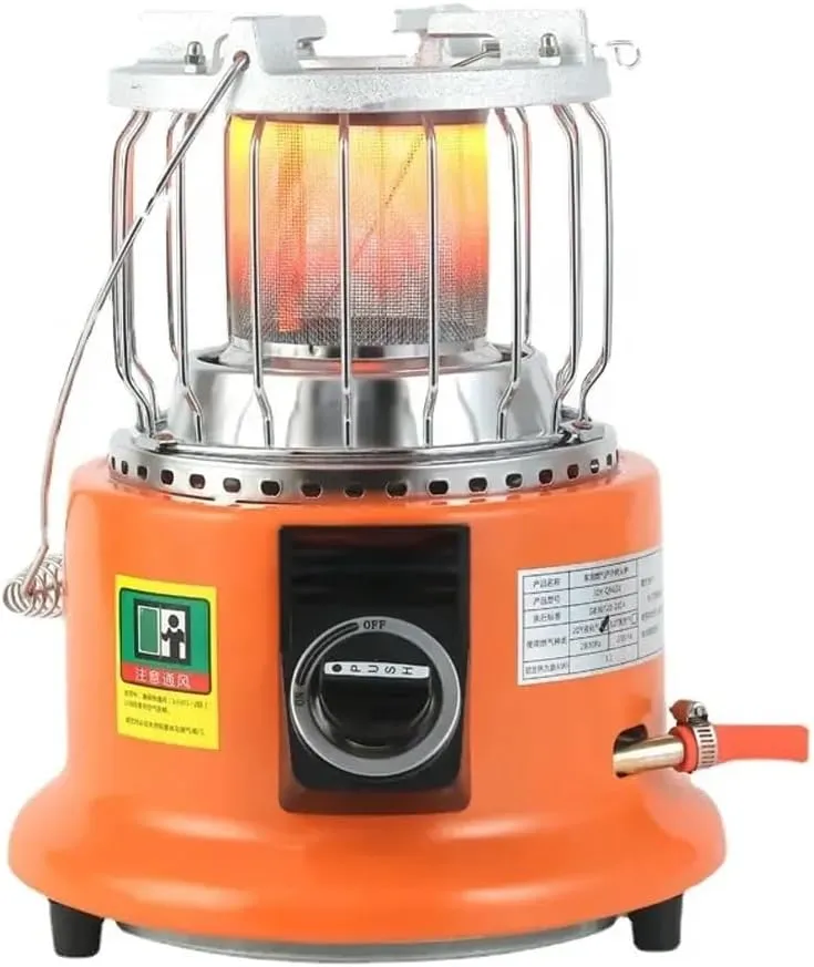 Portable Camping Camp Heater, Outdoor Tent Propane Stove with Propane Hose Pressure Reducing Valve,All-Weather Suitable Rapid Heating, for Ice Fishing Hiking Hunting Survival Emergency Patio, Orange