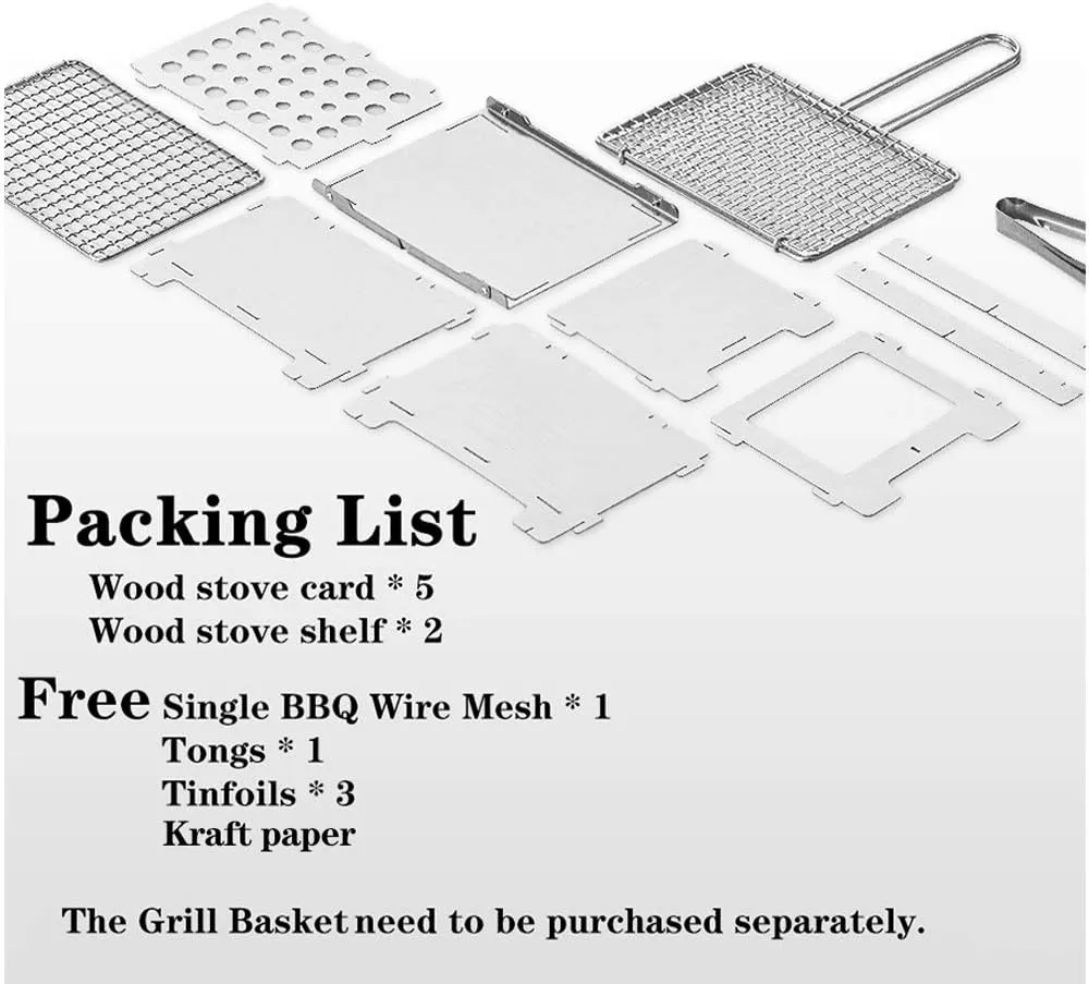Portable Camping Cook Stove Windproof Wood Burning Stove, Lightweight BBQ Grill Backpacking Stove, Efficient Burning Heater Solidified Alcohol Stove Barbecue Grill Tent Heating St