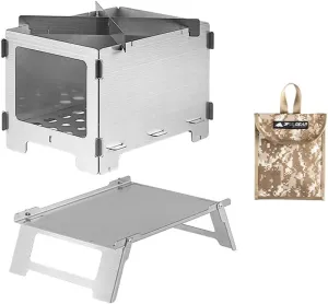 Portable Camping Cook Stove Windproof Wood Burning Stove, Lightweight BBQ Grill Backpacking Stove, Efficient Burning Heater Solidified Alcohol Stove Barbecue Grill Tent Heating St
